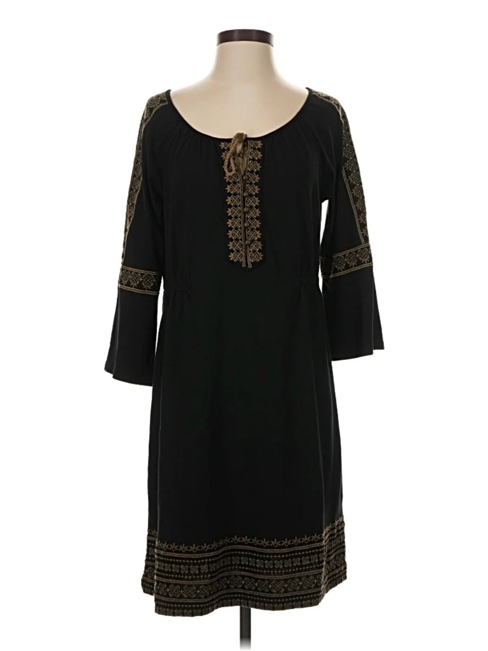 J. Jill Black Dress with Gold Embroidery